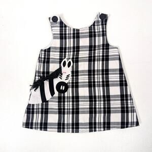 Kelly's Kids Dress Girls Size 2T Black Zebra Plaid Shift